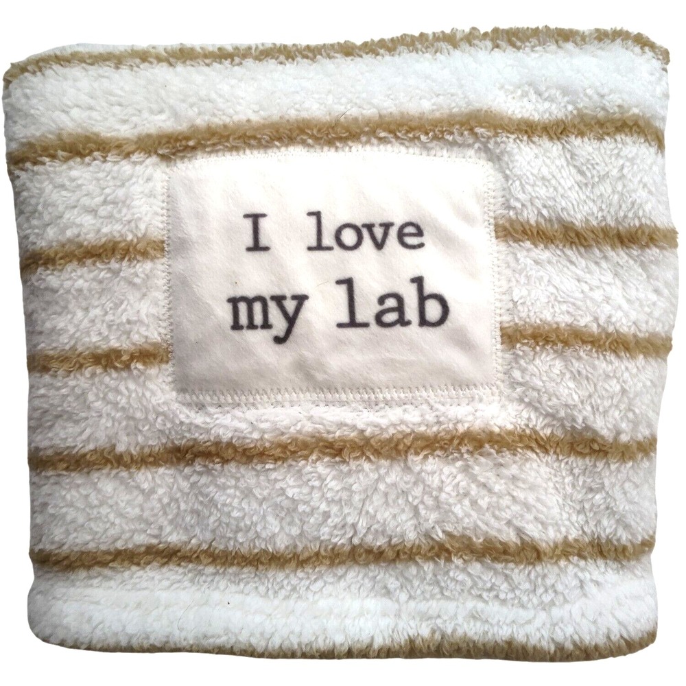 Mud Pie I Love My Lab Stripe Baby Blanket Plush Labrador Puppy Dog White Unisex‎